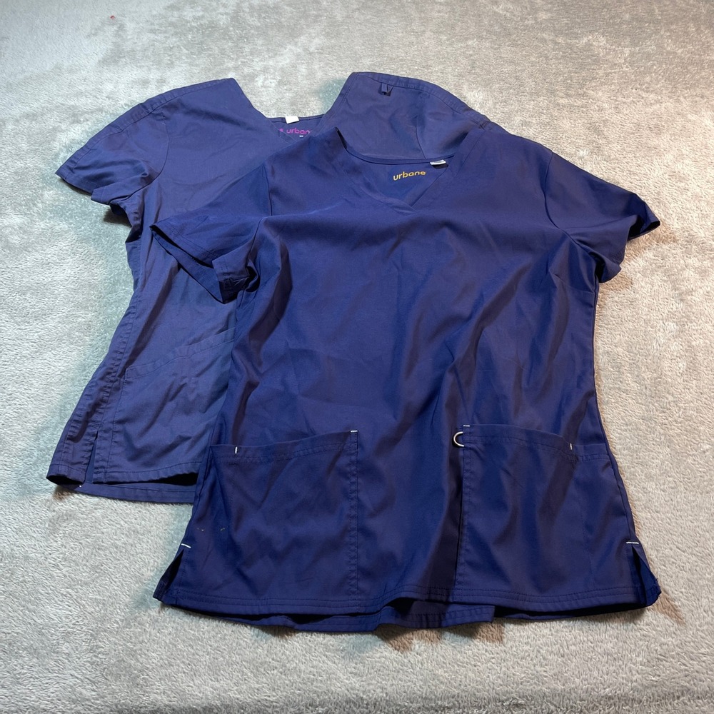 Urbane Scrub‎ Top V-Neck Short Sleeve Medical Uniforms Workwear Large Women's